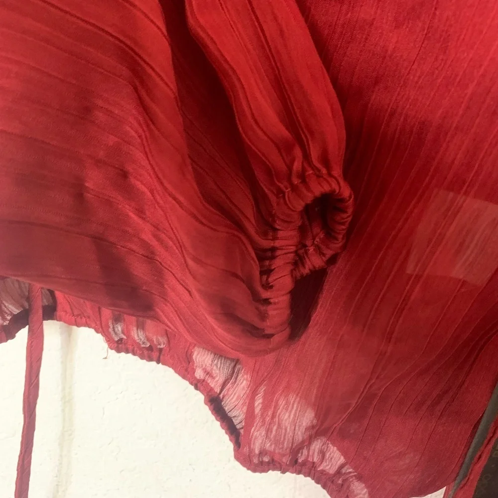 NWT House of Harlow 1960 x Revolve Burgundy XXS Cropped Peasant Style Top - Picture 6 of 9